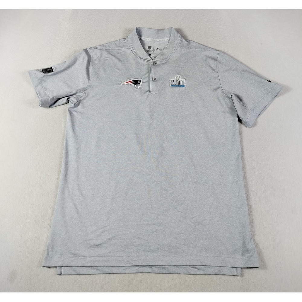 New England Patriots Shirt Mens Large Gray NFL Football Nike‎ Super Bowl LII